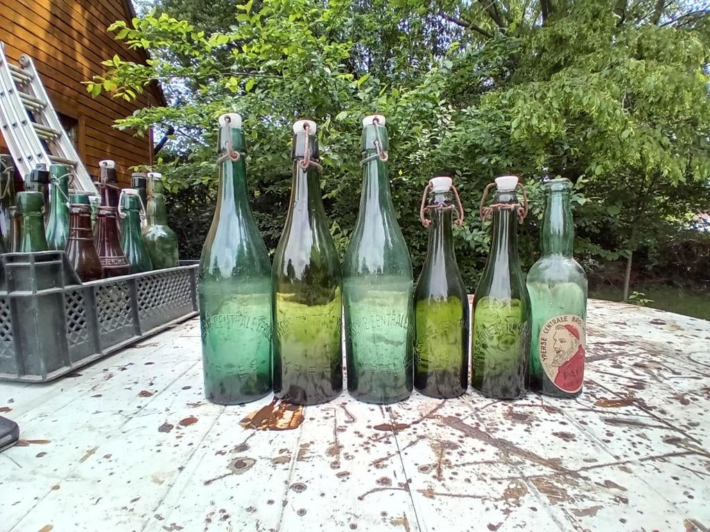 Oude bierflessen brouwerij Centrale Yproise Ieper Ypres, Verzamelen, Biermerken, Ophalen of Verzenden
