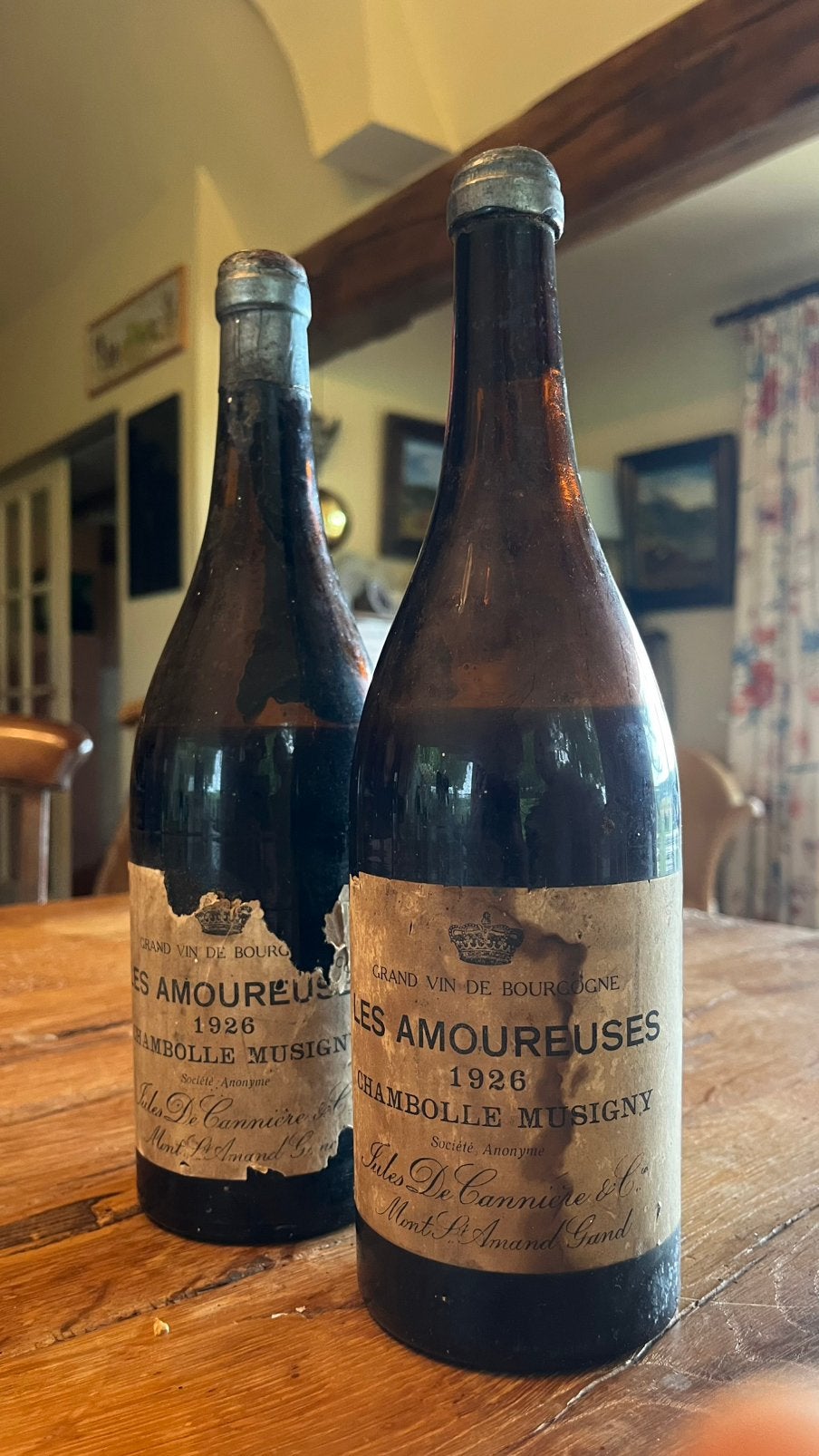 Bourgogne – Chambolle-Musigny “Les Amoureuses” 1926, Ophalen, Frankrijk, Zo goed als nieuw, Rode wijn