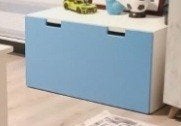 Lichtblauw speelgoedkist met zitbank, Ophalen