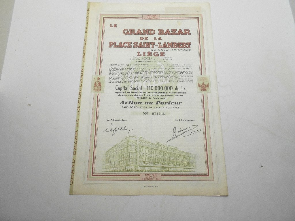 ancienne action " Grand bazar   place Saint Lambert " Liège, Boeken, Geschiedenis | Nationaal, Ophalen of Verzenden, Zo goed als nieuw