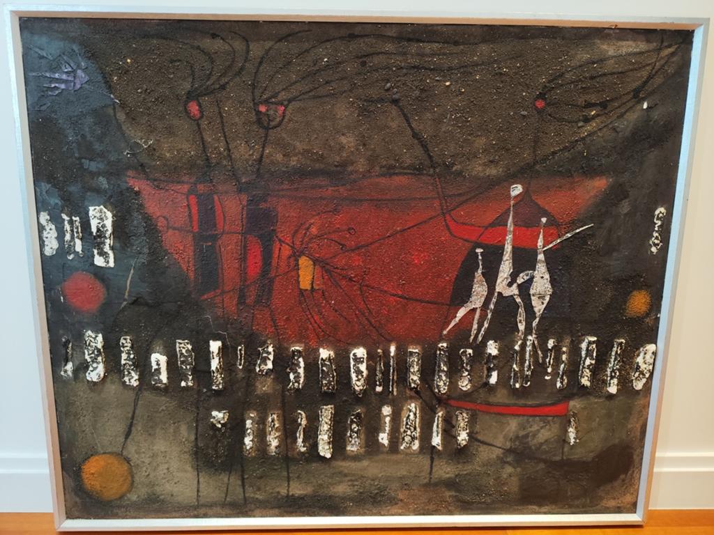 Œuvre abstraite de l'artiste belge Luc Michez (1928)., Antiquités & Art, Enlèvement