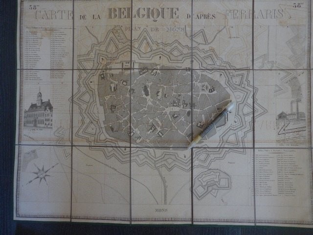 Mons ; Plan de Ville - situation 1777/1831 - Ferraris, Enlèvement ou Envoi, Comme neuf