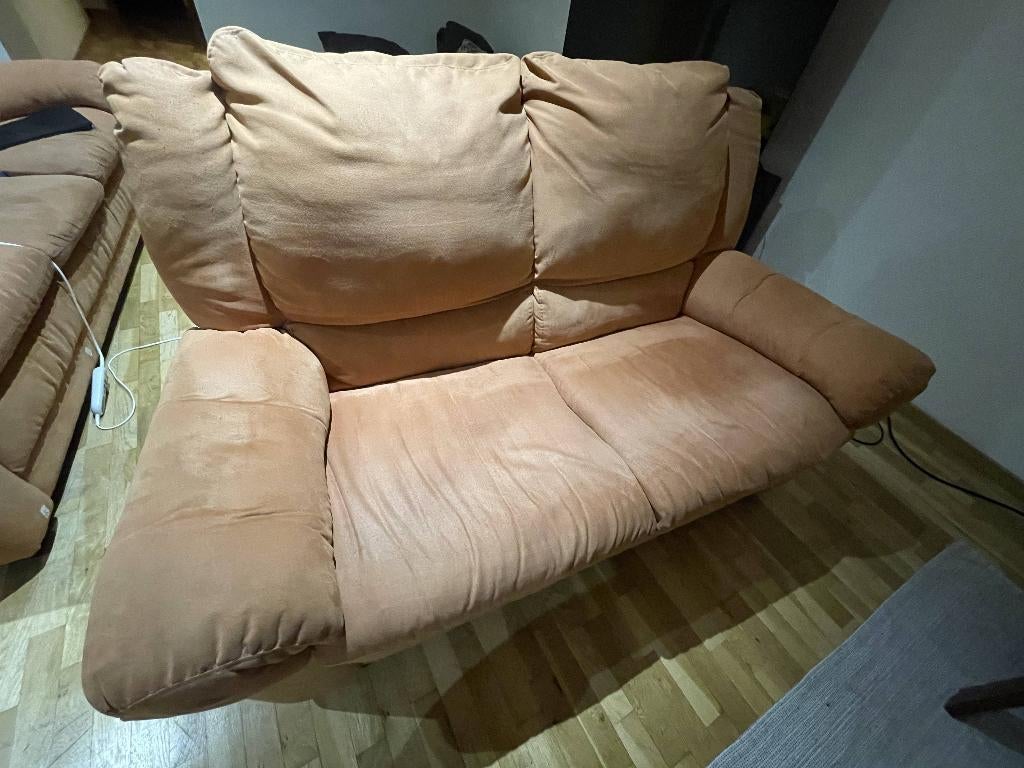 Canapé 2 places saumon en tissu, Huis en Inrichting, Zetels | Zetels, Ophalen, Gebruikt, Tweepersoons, 75 tot 100 cm