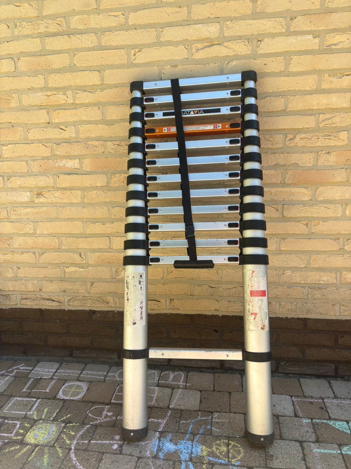 Telescopische ladder lengte 3m90, Ophalen, Zo goed als nieuw, Ladder, Opvouwbaar of Inschuifbaar