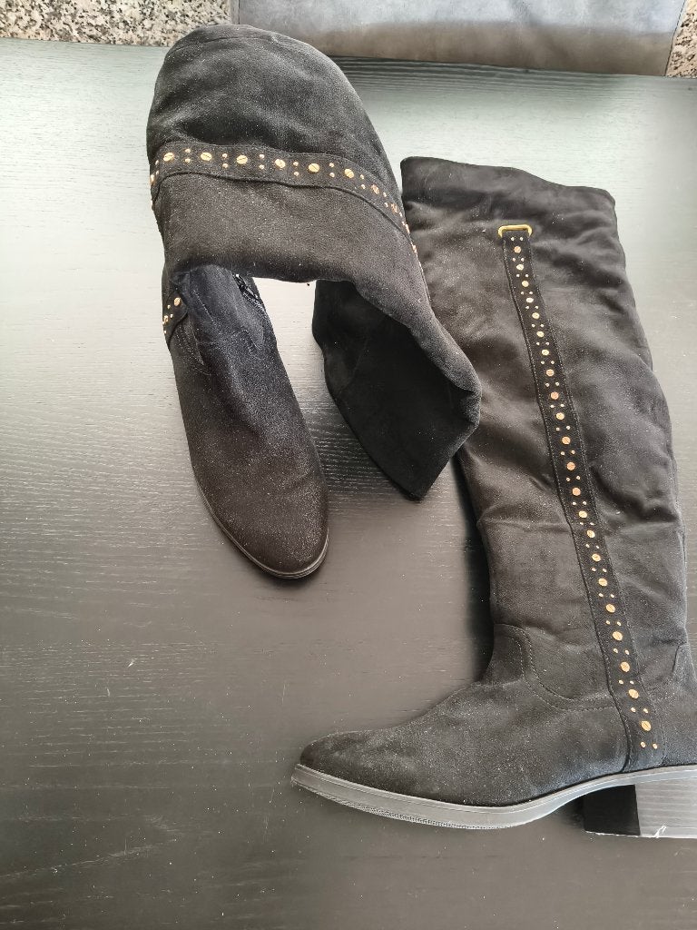 Zwart soort suede lange laarzen maat 41 (zgan), Ophalen of Verzenden, Zo goed als nieuw, Zwart