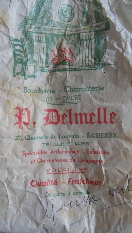Ancien sac publicitaire boucherie Pierre Delmelle., Envoi, Utilisé, Emballage