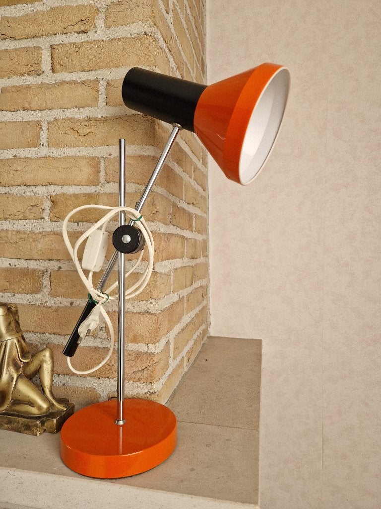 Vintage oranje bureaulamp flex merk Gura Leuchten jaren 70, Huis en Inrichting, Bureaulamp, Overige merken, Vintage, Oranje