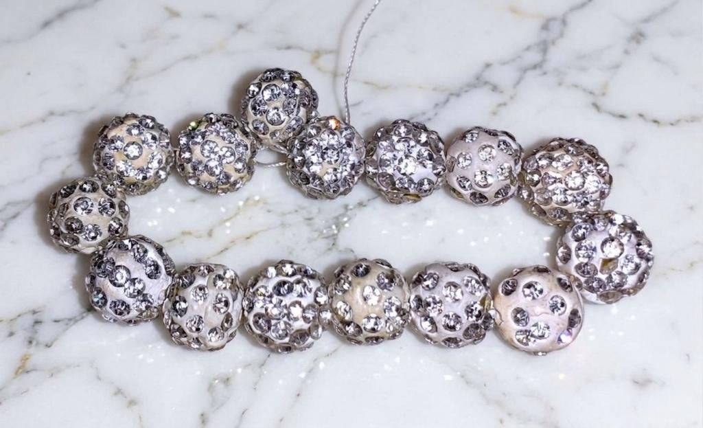 lot kralen witte shamballa 9mm +-15, Ophalen of Verzenden, Nieuw, Kraal