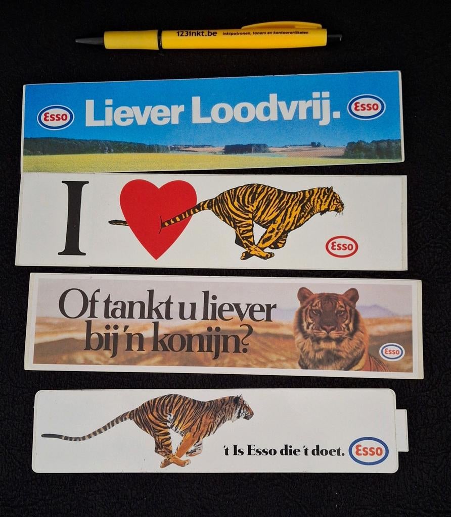 Lot stickers benzine merk Esso tijger, Ophalen of Verzenden, Zo goed als nieuw, Merk