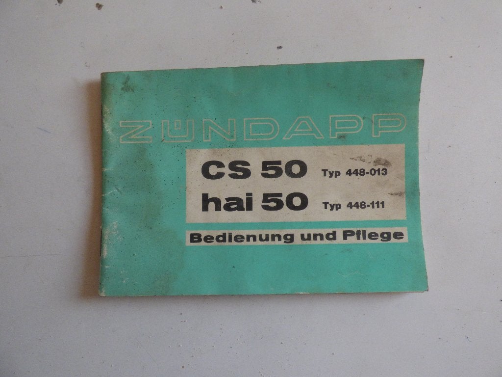 MANUEL D'UTILISATION ZÜNDAPP CS 50 & HAI 50, Enlèvement ou Envoi, Utilisé