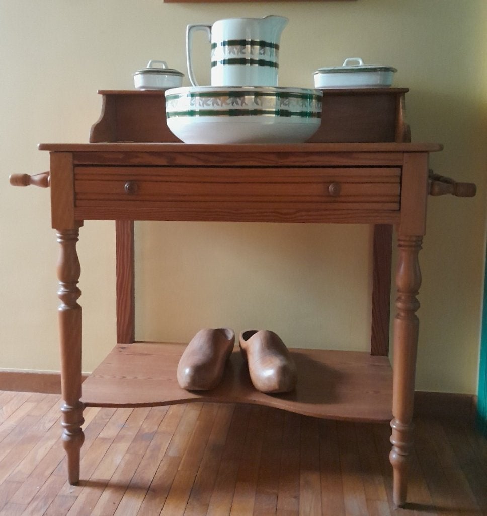 Meuble toilette/miroir aiguière chambre pitchpin VINTAGE, Enlèvement