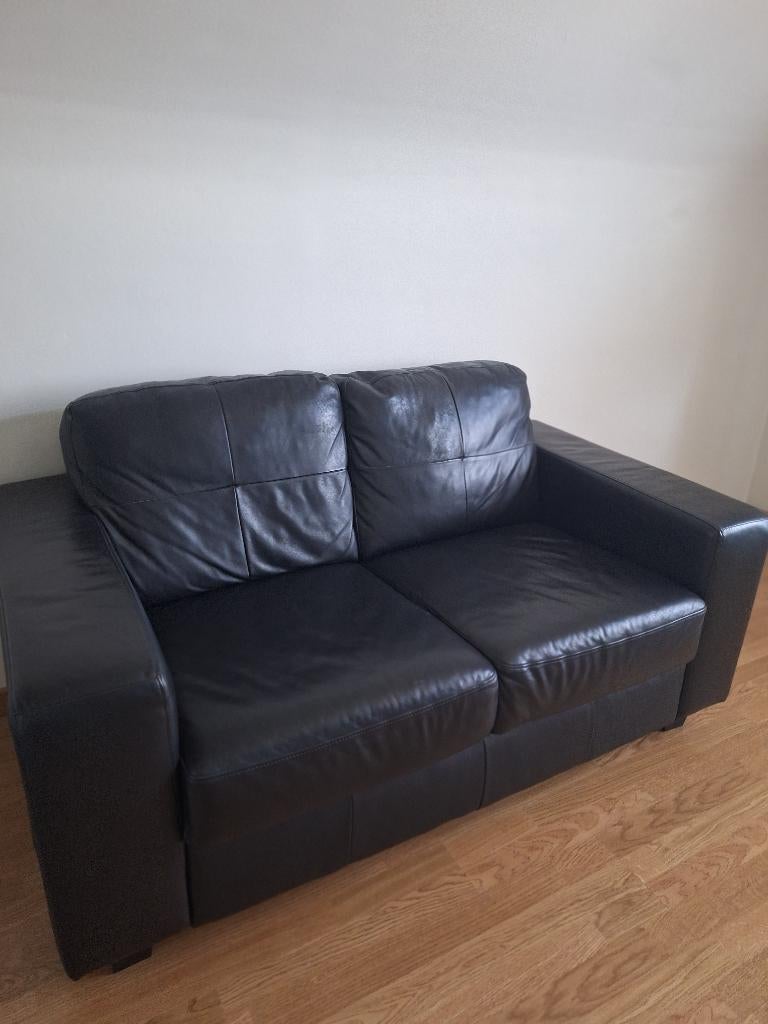 2 places, Ikea Skogaby en cuir noir, 75 à 100 cm, Moins de 150 cm, Comme neuf, Enlèvement