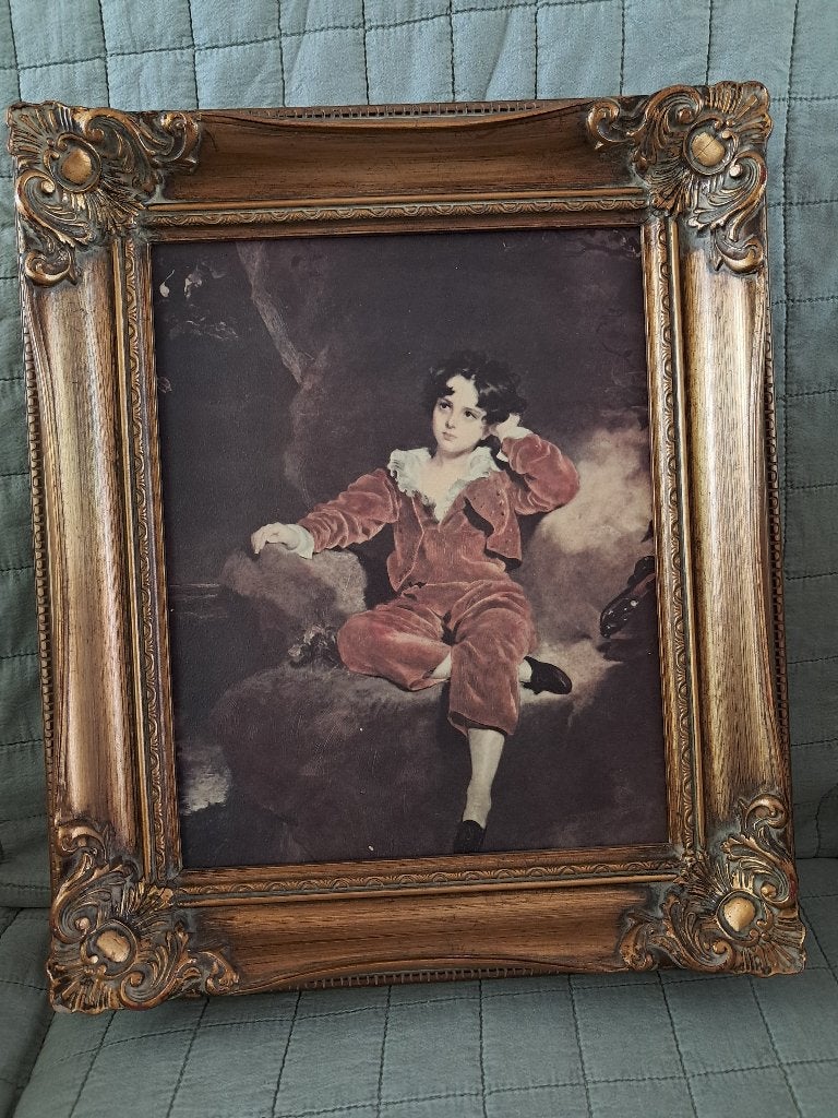 Schilderijtje op Canvas The Red Boy, Antiquités & Art, Portrait ou Personnes, Enlèvement ou Envoi, Impression, Vintage