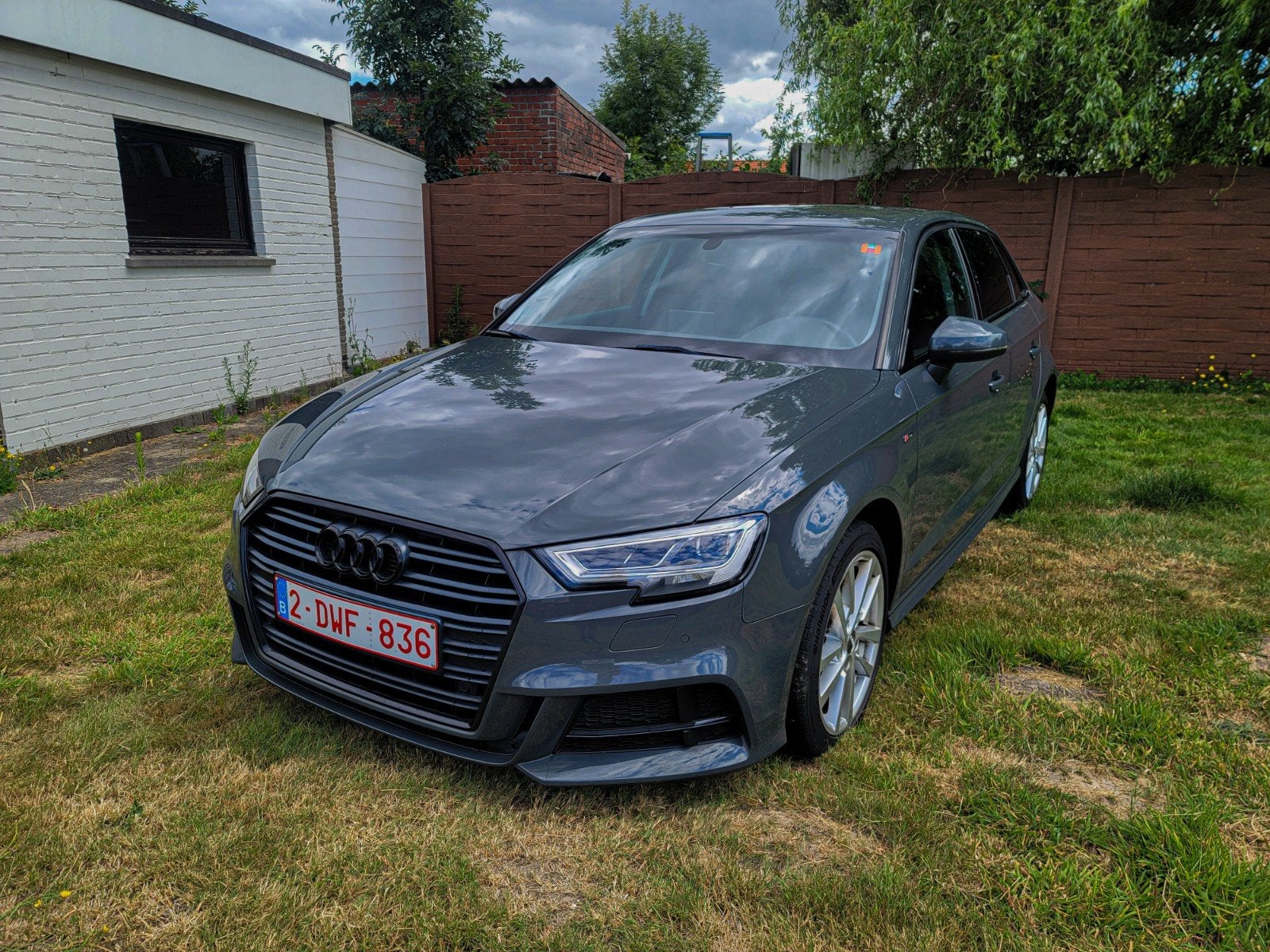 Audi A3 1.5 TFSI S-Line Sportback – Nardo Grey – 2020, Automaat, Dealer onderhouden, Leder, Android Auto