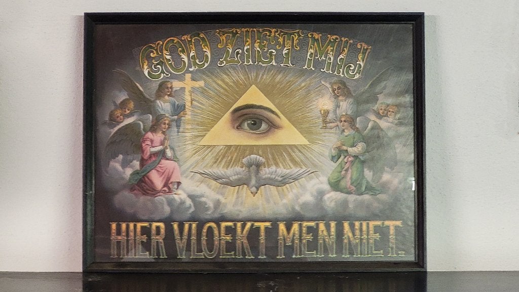 God ziet mij Hier vloekt men niet, Antiek en Kunst, Ophalen
