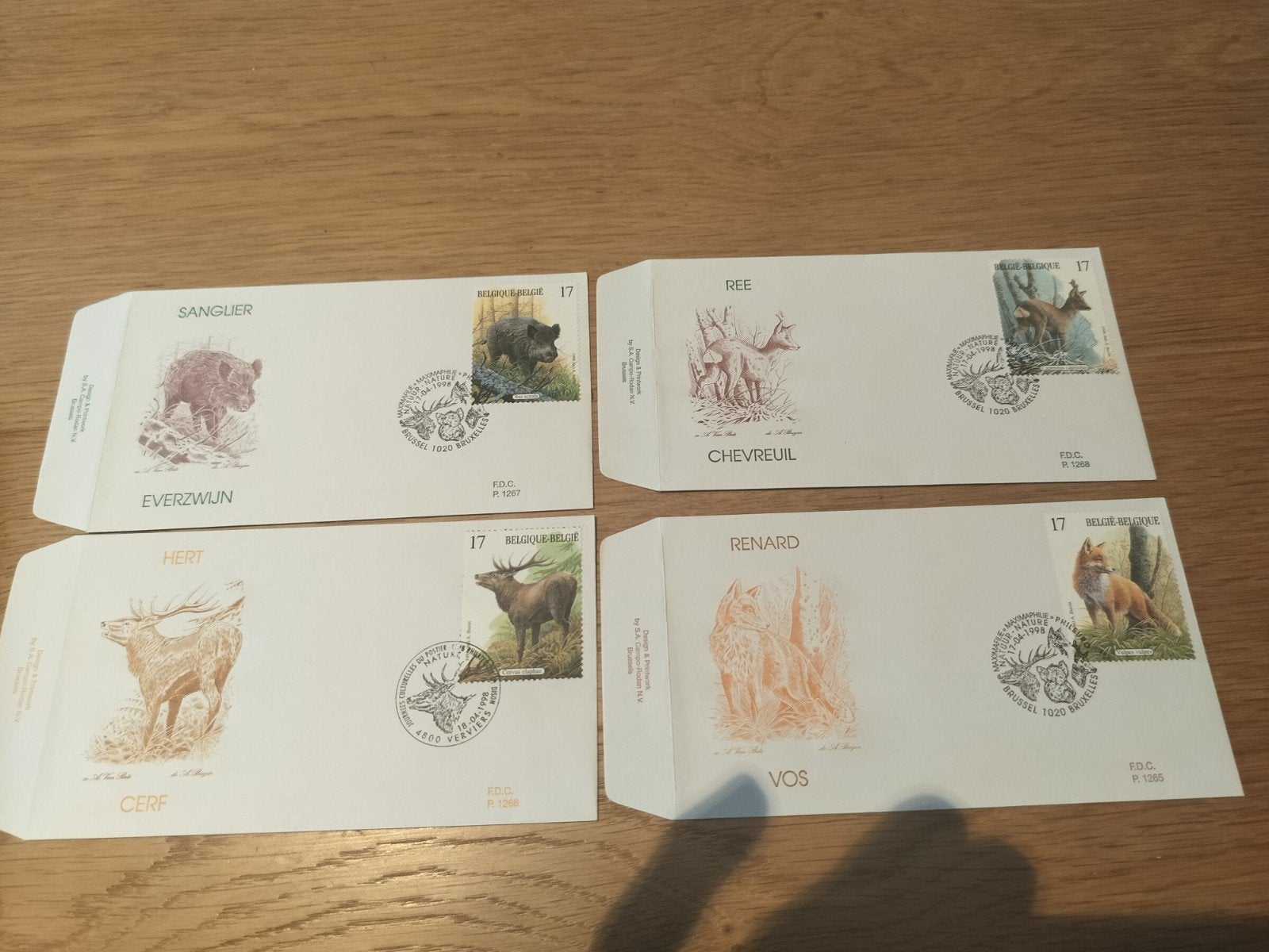 Reeks Zoogdieren in de Ardennen 1998 4 FDC Campo Rodan, Ophalen of Verzenden