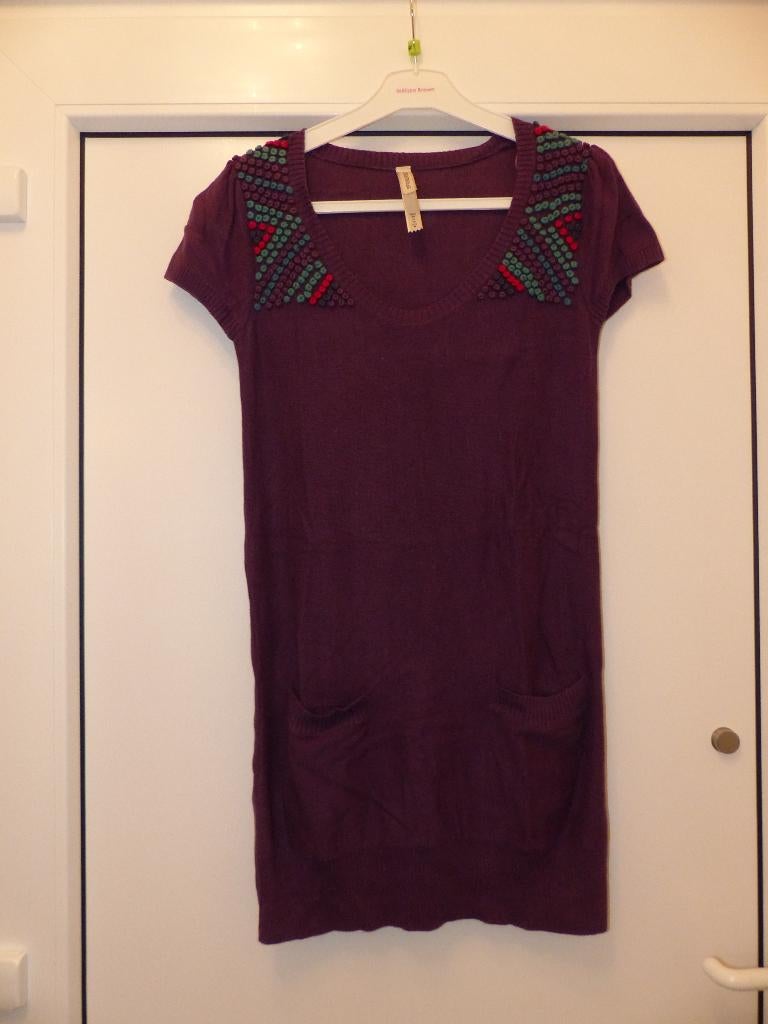 Stradivarius paars gebreid jurkje - maat small, Kleding | Dames, Paars, Ophalen of Verzenden, Zo goed als nieuw, Knielengte