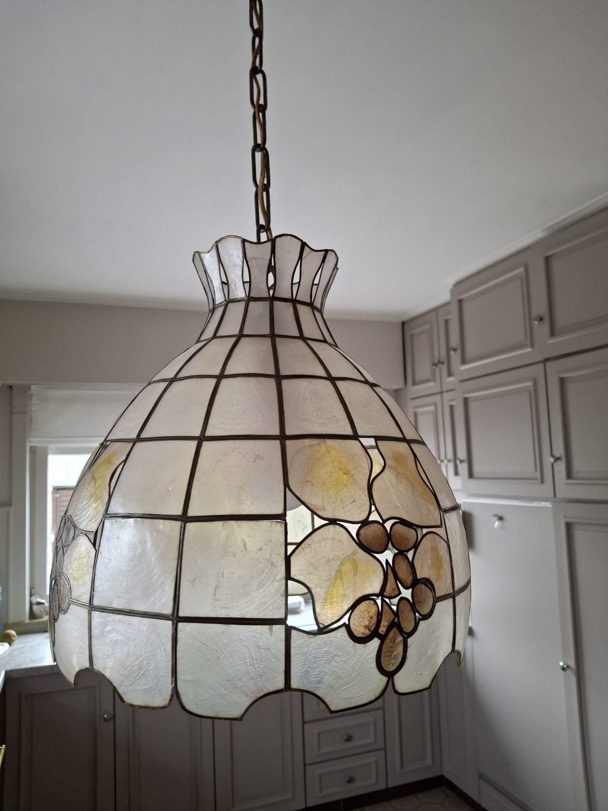 Vintage parelmoer hanglamp wegens verhuis ouders, Enlèvement