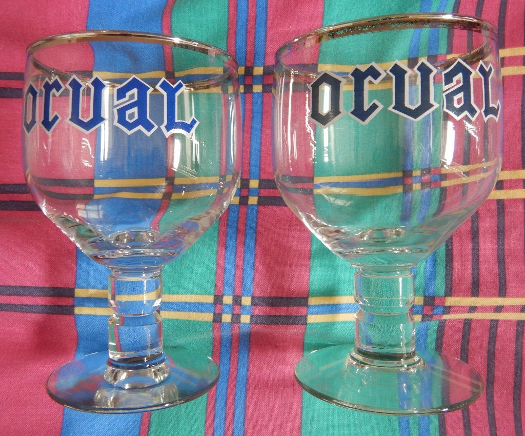 ORVAL: Set van 2 glazen met zilveren randen. (nr. 1)., Verzamelen, Ophalen of Verzenden, Zo goed als nieuw