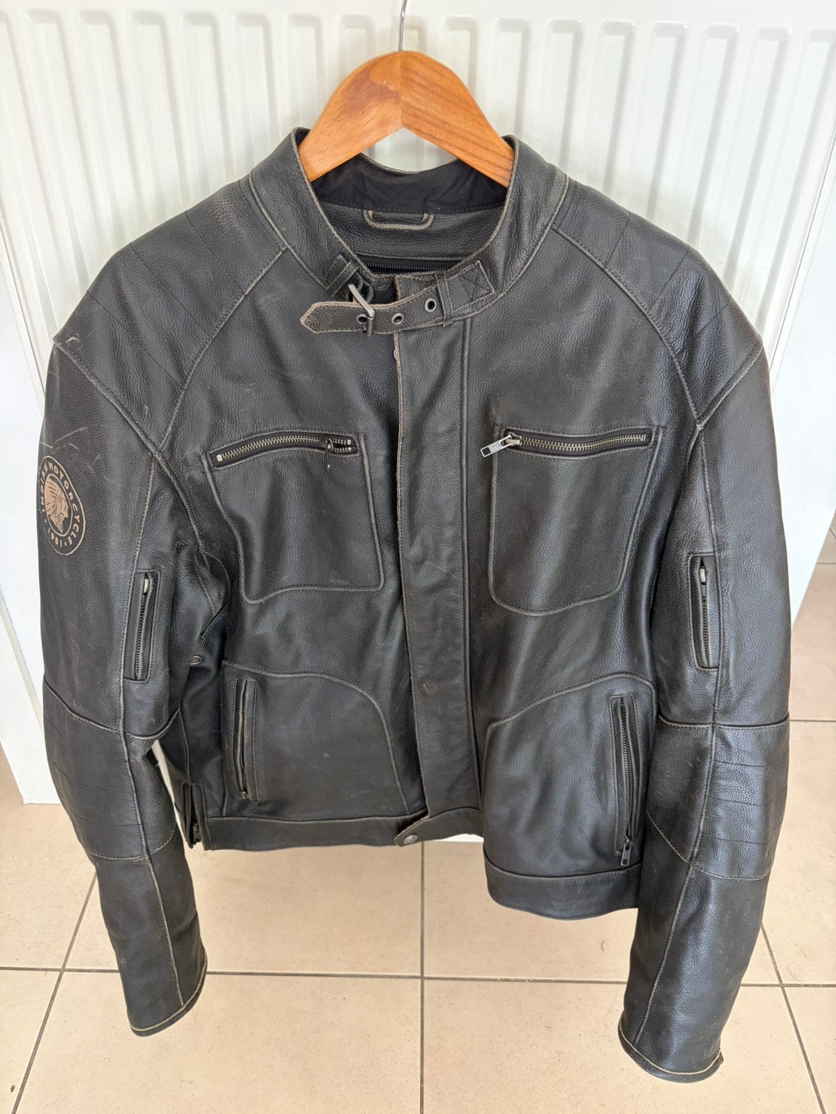 Blouson moto en cuir officiel Indian Motorcycle - Taille XL, Motoren, Kleding | Motorkleding, Ophalen, Broek | leer
