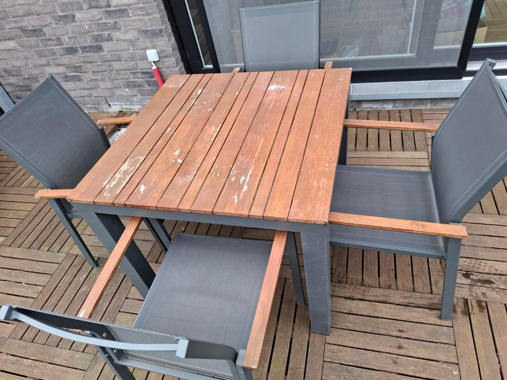 Tuintafel en stoelen, Tuin en Terras, Tuinsets en Loungesets, Ophalen, Aluminium