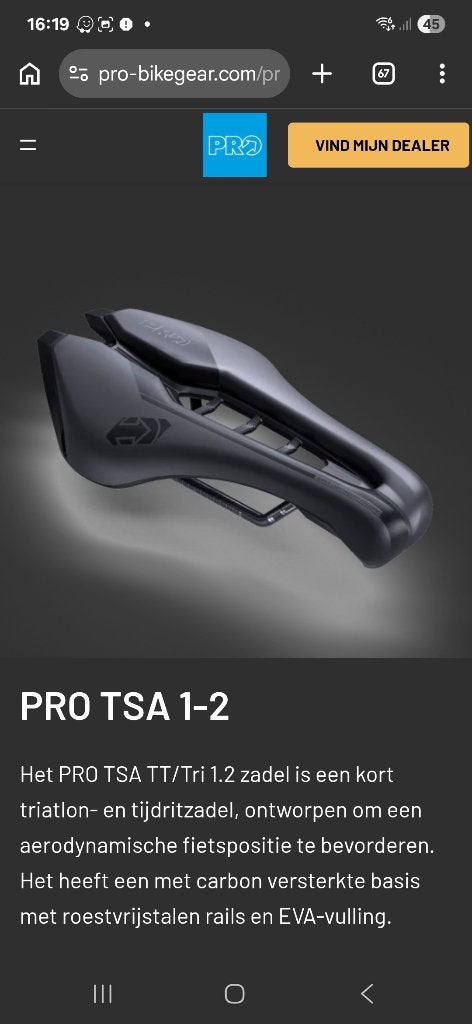 Fiets zadel PRO TSA 1-2, Fietsen en Brommers, Ophalen of Verzenden, Gebruikt, PRO Bike Gear