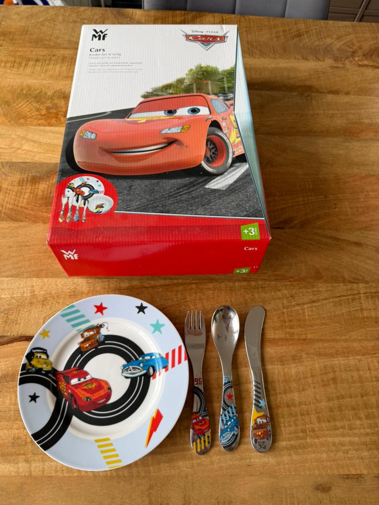WMF kinderset Disney Cars, Verzamelen, Porselein, Kristal en Bestek, Ophalen, Gebruikt, Porselein, Bestek