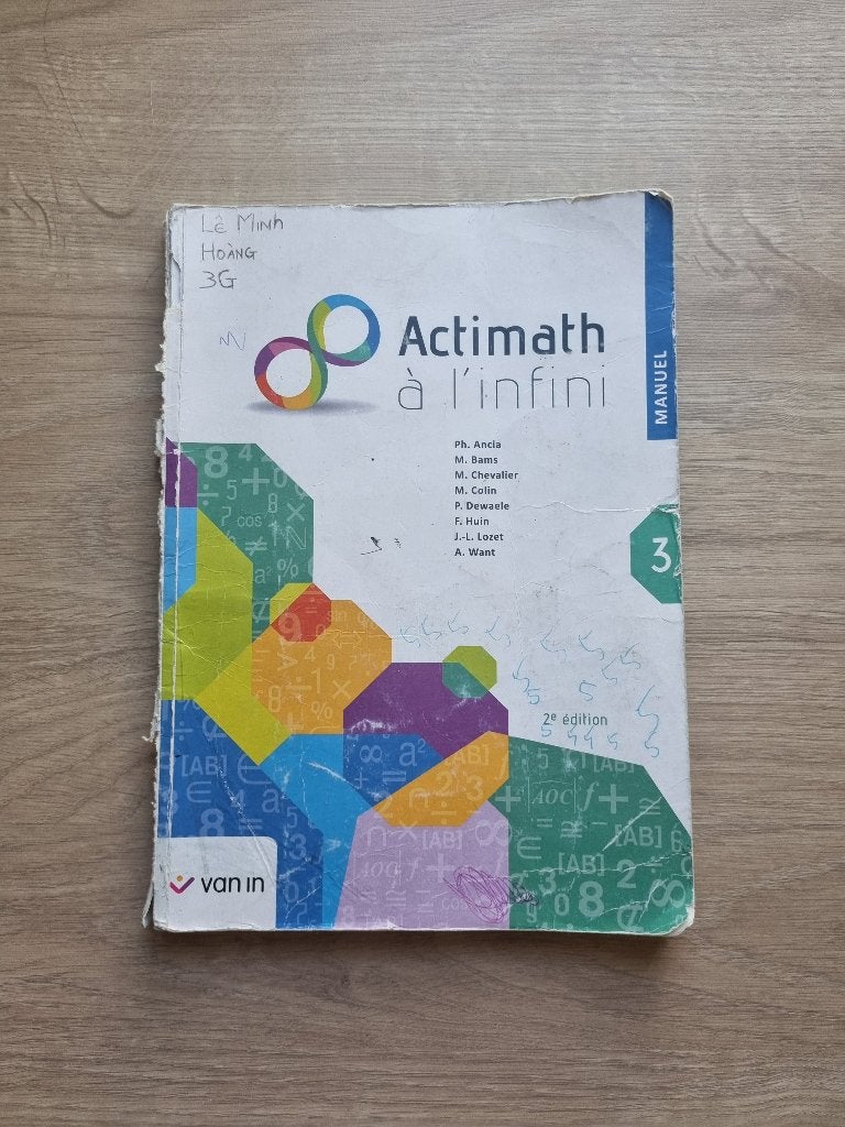 Actimath 3 à l'infini - Manuel 2e édition (Van In), Livres, Livres scolaires, Enlèvement, Utilisé, Secondaire, Van in