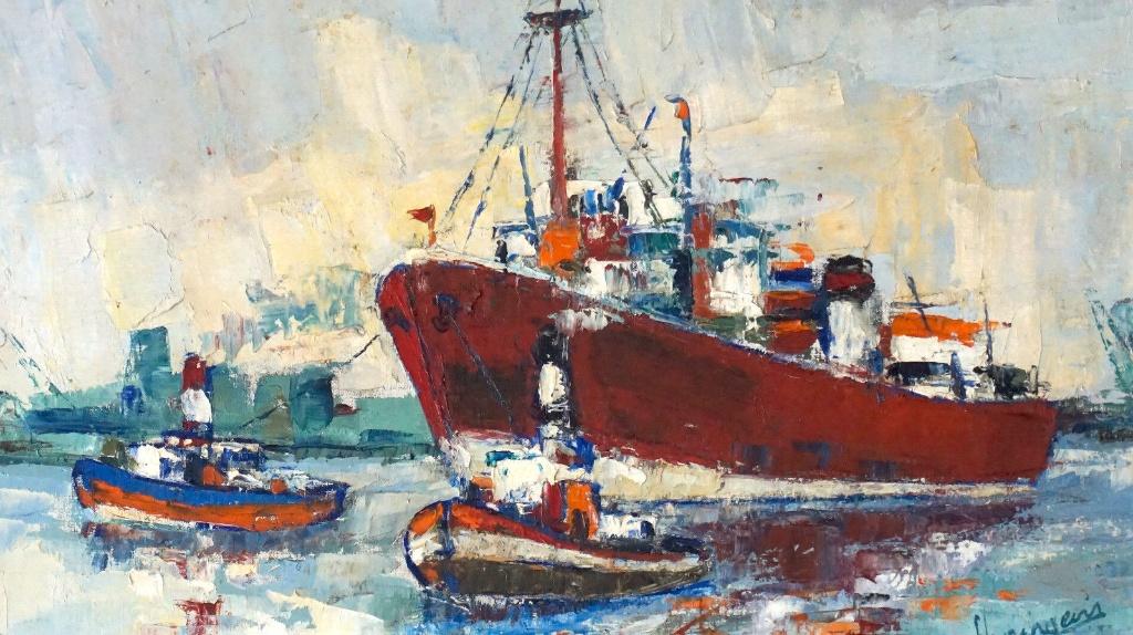 Gesigneerd impressionistisch maritiem canvasschilderij, Antiek en Kunst, Kunst | Schilderijen | Klassiek, Ophalen