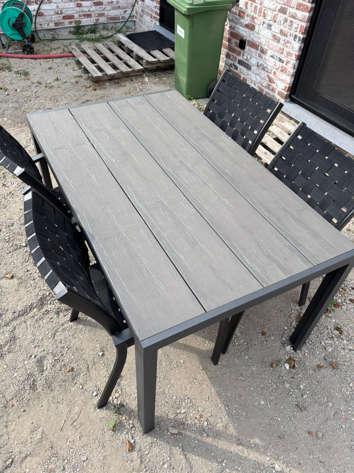 Tuintafel 150x90cm met 4 stoelen, Jardin & Terrasse, Tables de jardin, Enlèvement, Utilisé, Rectangulaire