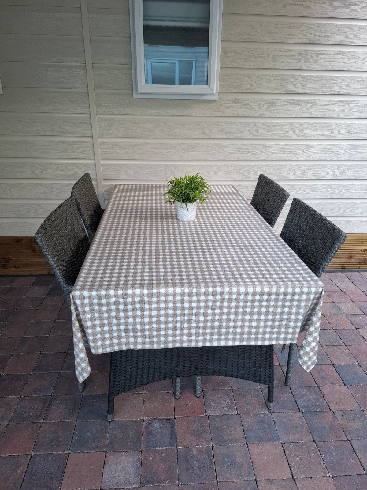 tuintafel + 4 stoelen + 4 kussens, Tuin en Terras, Ophalen, Rechthoekig