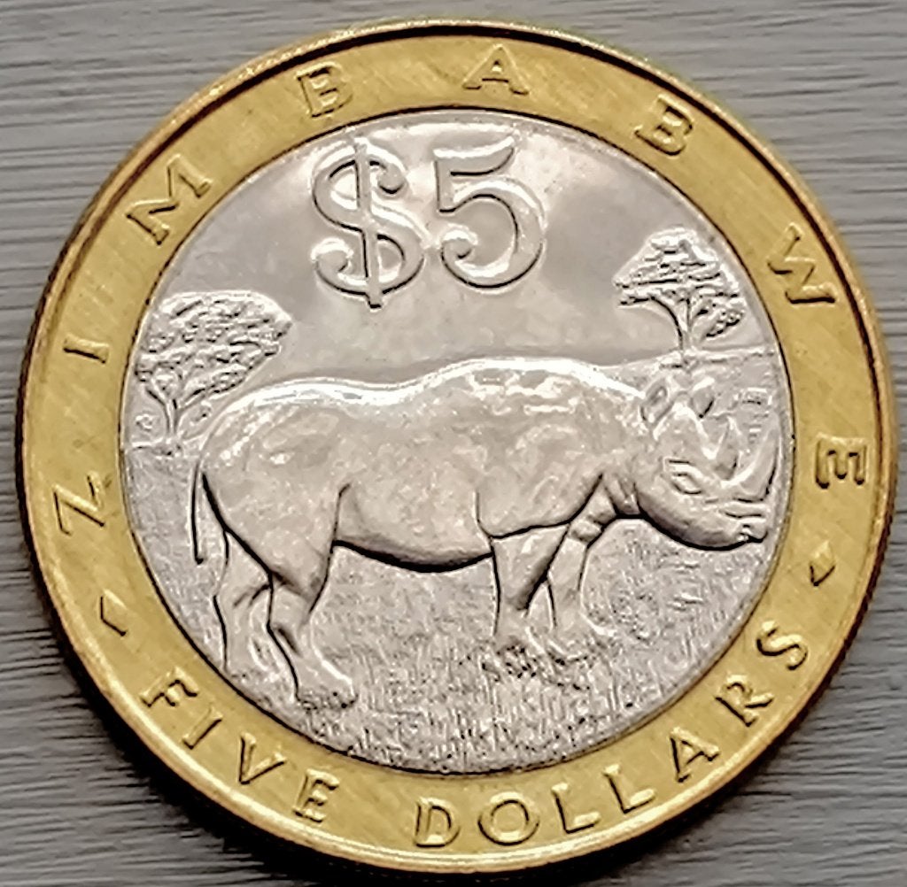 munt Zimbabwe 5 dollar 2002 :, Timbres & Monnaies, Monnaies | Afrique, Enlèvement ou Envoi, Zimbabwe