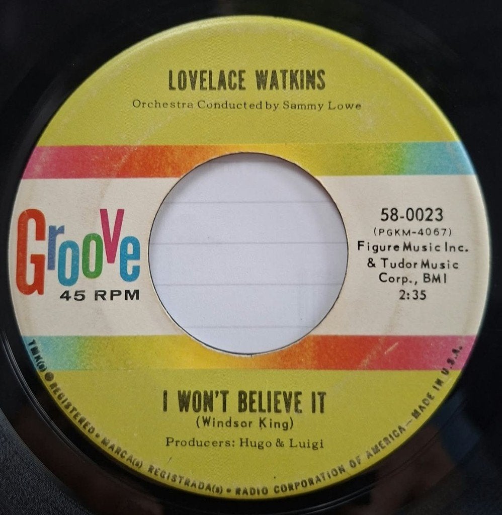 Lovelace Watkins / I Won't Believe It * Popcorn Oldies *, CD & DVD, Enlèvement ou Envoi, 7 inch, Utilisé, Housse de protection extérieure
