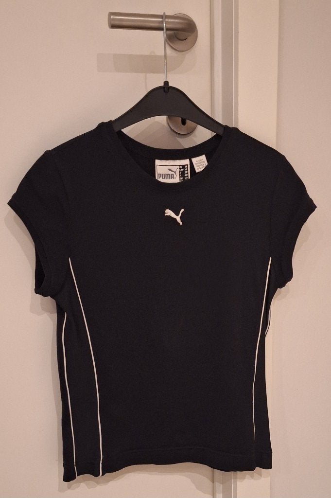 Tenniskleding, bloesje, Puma, maat 38, zwart + wit, Taille 38/40 (M), Enlèvement ou Envoi, Puma, Sport de raquette