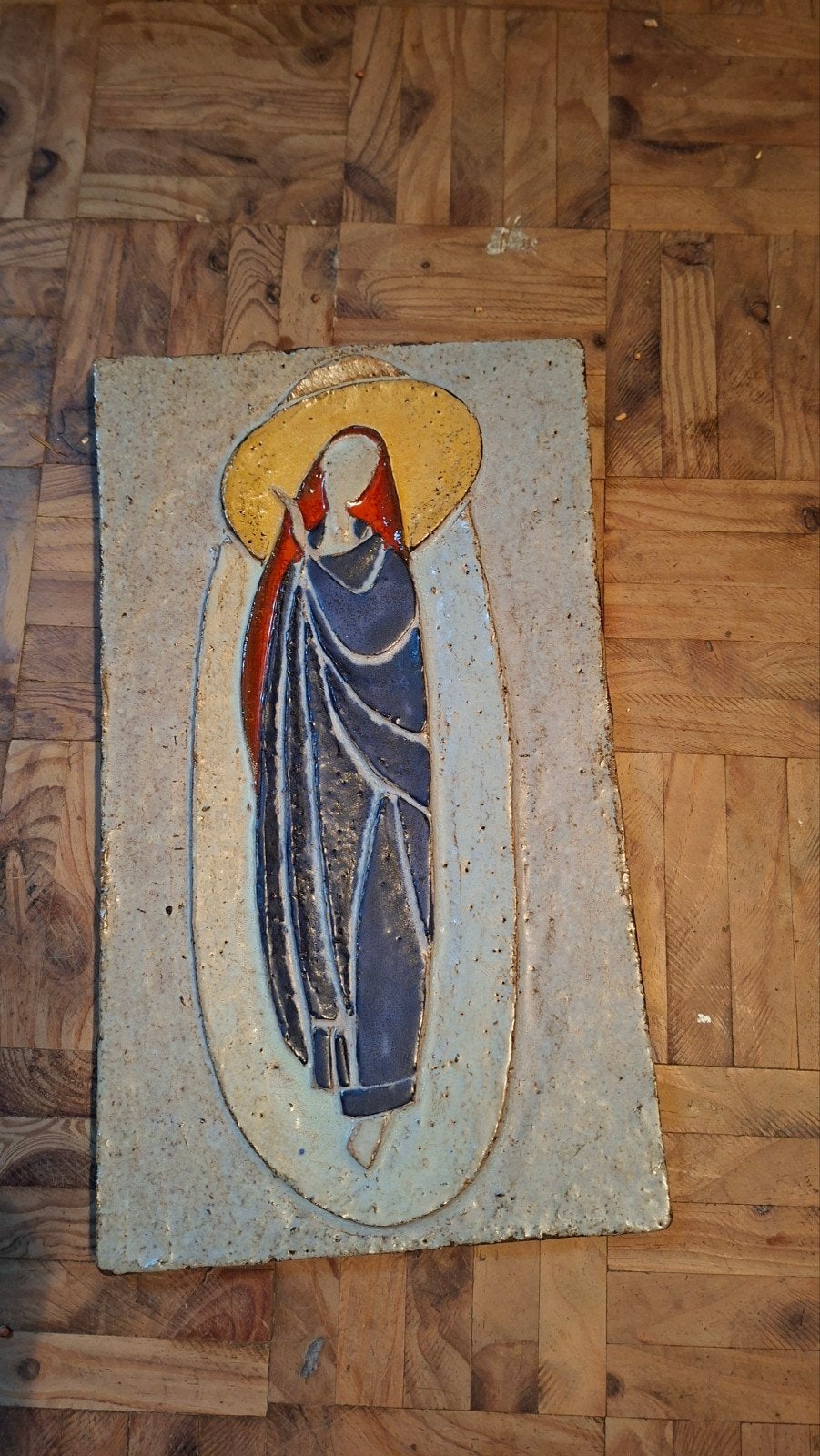 wandplaat Madonna (Kermos keramik - Birrong), Ophalen