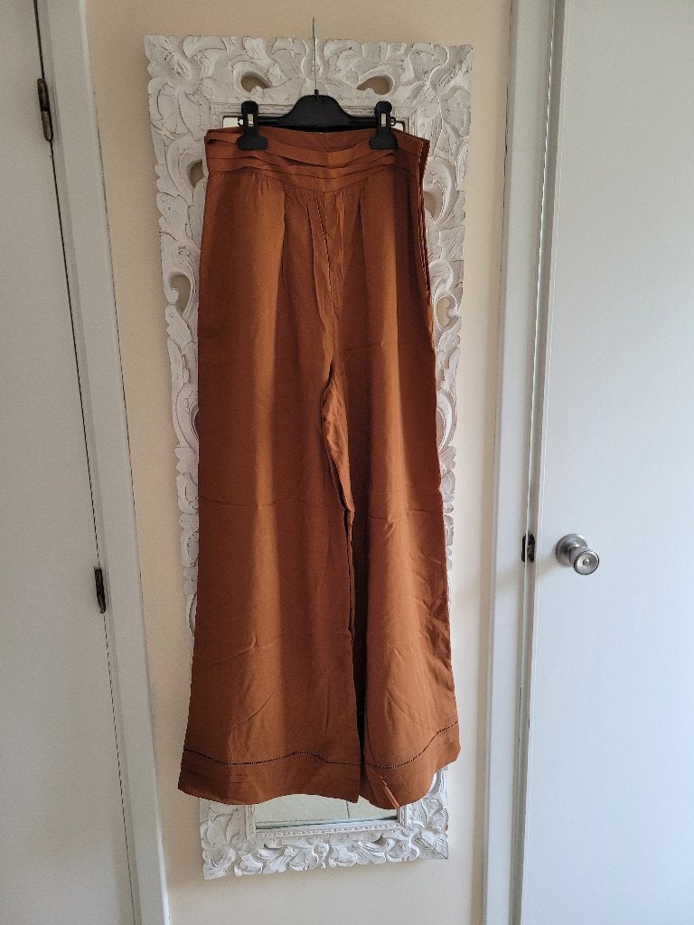 Pantalon caroline biss palazzo, Bruin, Ophalen of Verzenden, Zo goed als nieuw, Maat 36 (S)
