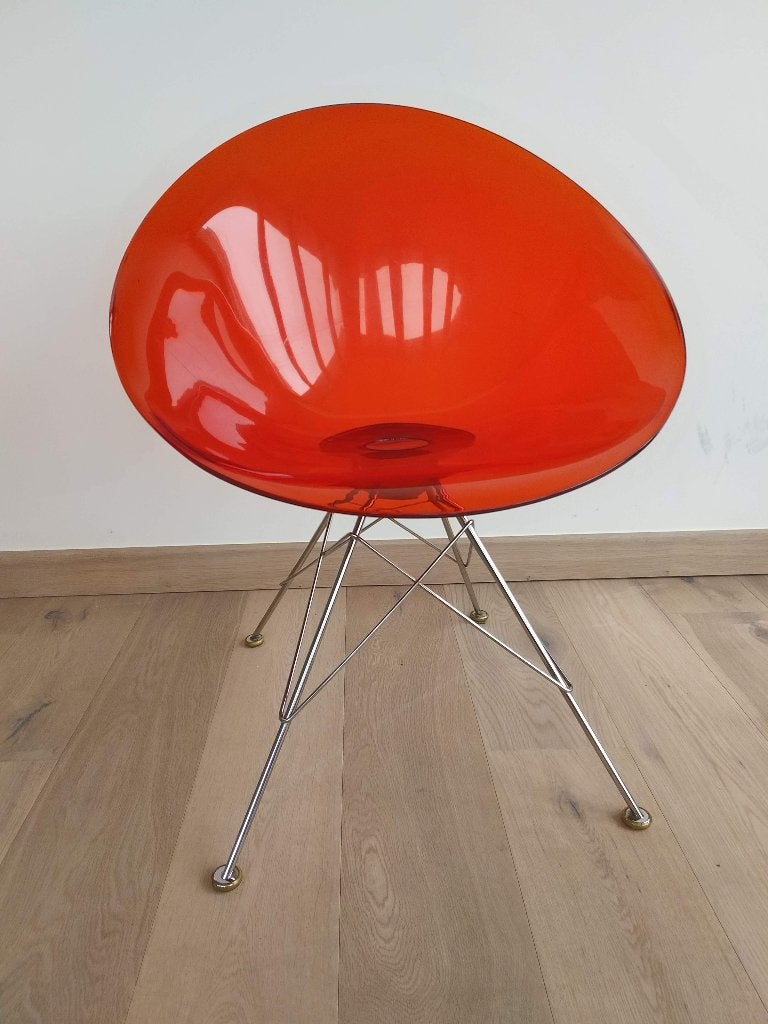2x Kartell Eros stoel Philippe Starck rood-oranje, Huis en Inrichting, Ophalen, Twee, Design, Rood