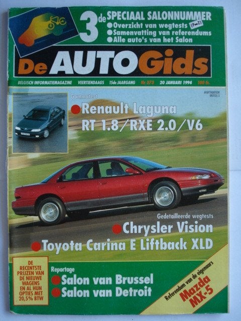 AutoGids 373 Mazda MX-5 Chrysler Vision Bugatti 43 Laguna, Verzenden, Gelezen, Algemeen