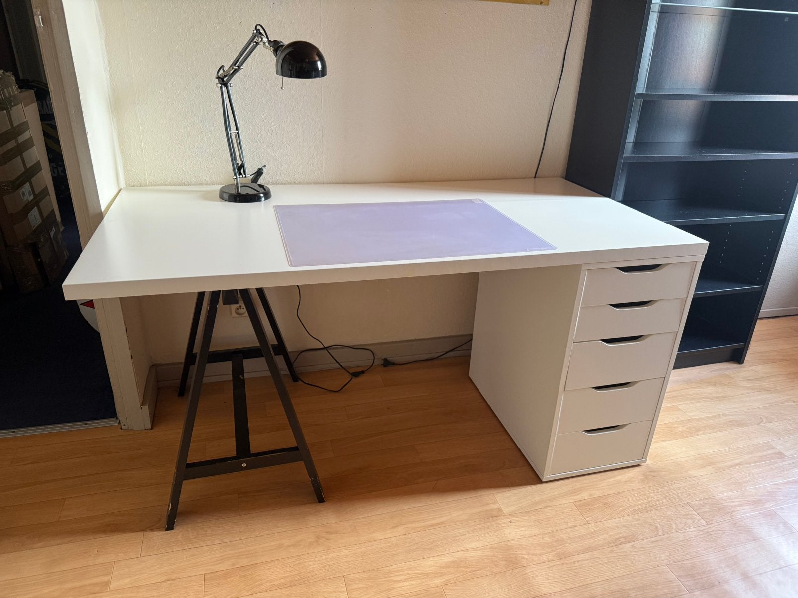Bureau IKEA avec meuble à tiroirs, 150 cm, Comme neuf, Enlèvement, 75 cm