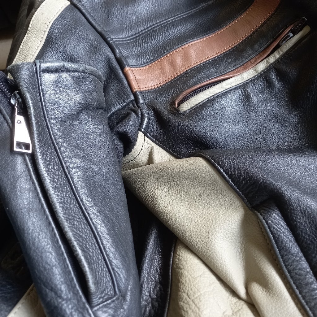 Neuf: Blouson cuir vintage Taille 52 (L) Full protections, Motoren, Kleding | Motorkleding, Ophalen of Verzenden, Nieuw met kaartje