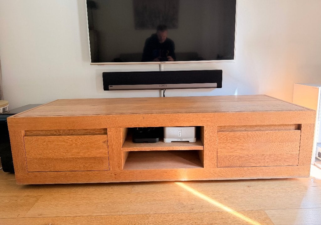 Ethnicraft Meuble TV 60*160 chêne massif clair, Ophalen, 75 cm of meer, Eikenhout, 50 tot 100 cm
