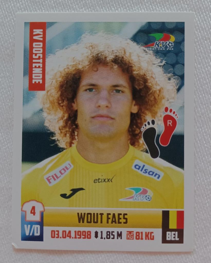 Autocollant Wout Faes (rookie) - Pro League 2018-2019, Enlèvement ou Envoi, Comme neuf, Autocollant