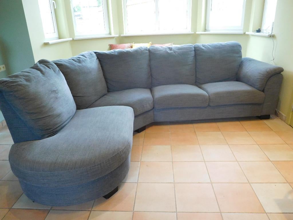 Mooie grote grijze hoekzetel in goede staat, Huis en Inrichting, Ophalen, Gebruikt, Stof