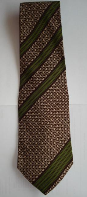 Cravate en soie Yves Saint Laurent Paris Marron Vert, Yves Saint Laurent, À motif, Brun, Porté