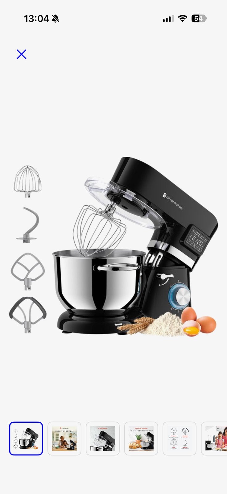 KitchenBrothers keukenmachine 6L – 1400W, Elektronische apparatuur, Keukenmixers, Ophalen of Verzenden, Zo goed als nieuw