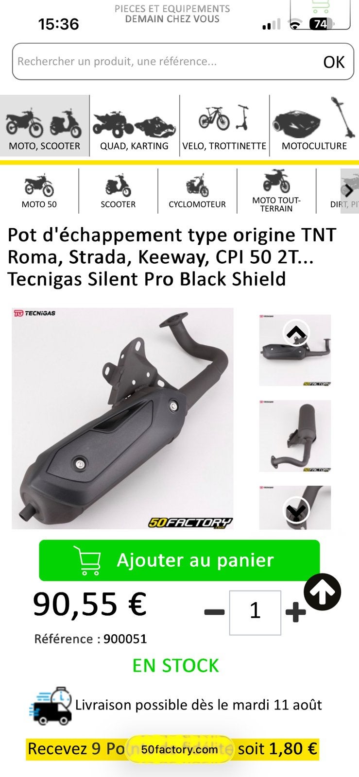 Pot d echappement  jamais utiliser ne conviens pas, Enlèvement, Comme neuf