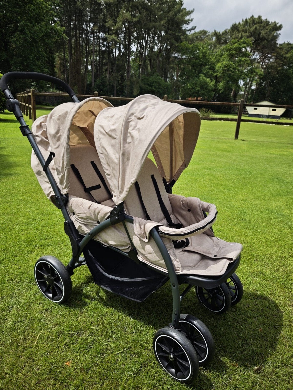 Tweeling kinderwagen | Twin buggy Deryan Elena, Ophalen, Zo goed als nieuw, Kinderwagen of Buggy