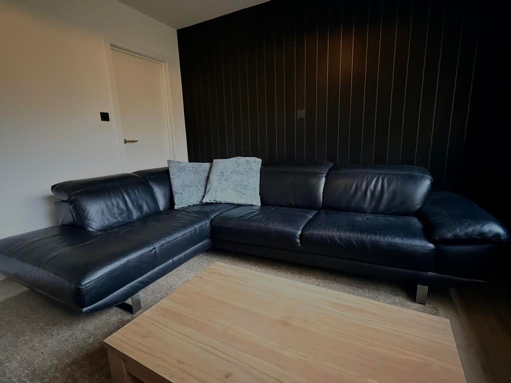 Natuzzi premium lederen hoeksalon (topstaat!), Ophalen, Zo goed als nieuw