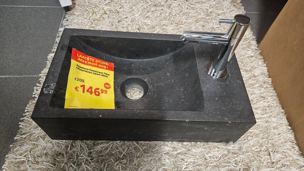 Natuursten wasbak met kraan nieuw, Bricolage & Construction, Sanitaire, Enlèvement, Robinet