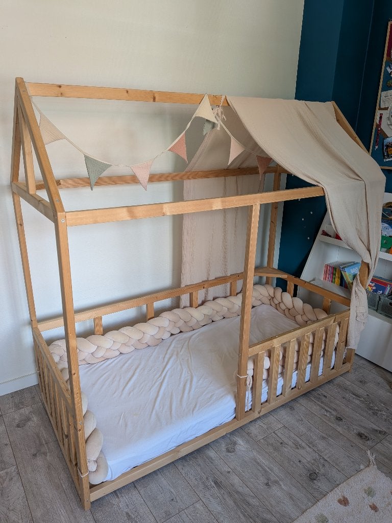 Set kindercabinebed/buxushout/matras en accessoires, 70 tot 85 cm, Zo goed als nieuw, 160 tot 180 cm, Ophalen